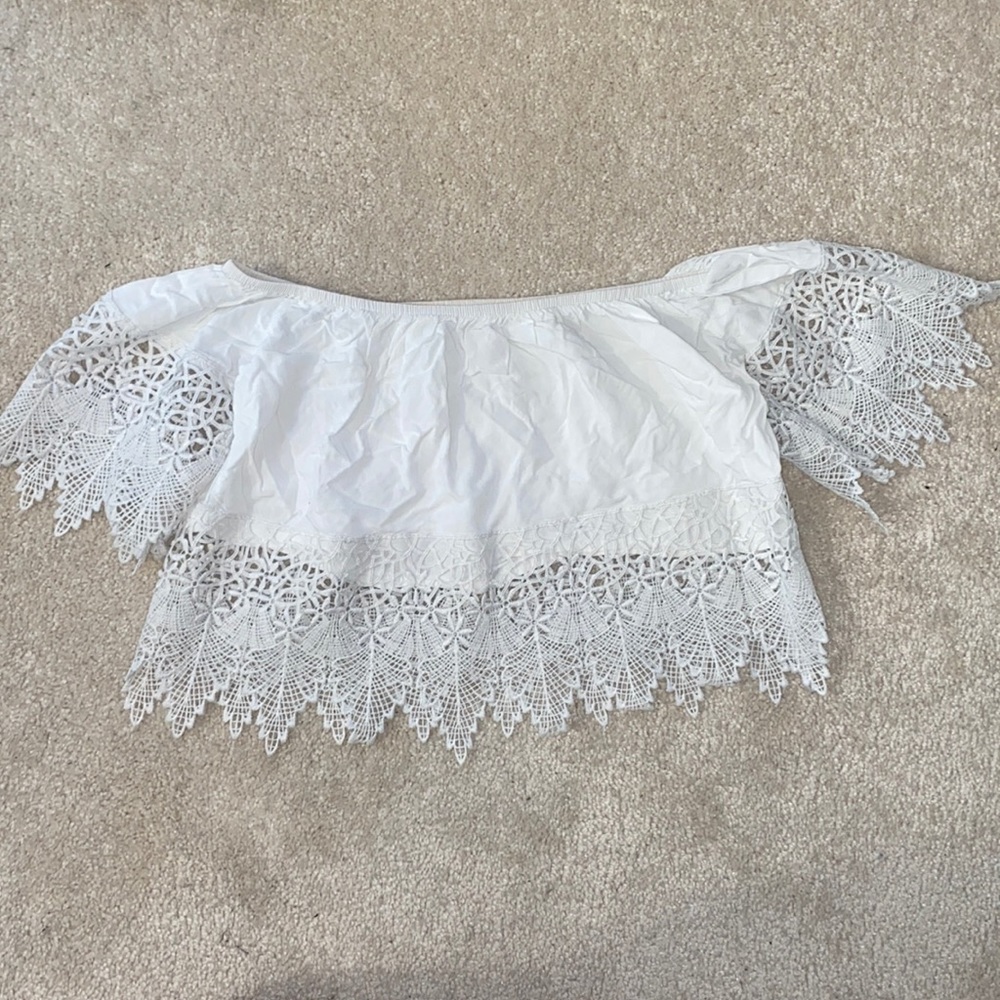 Off the shoulder white crop top